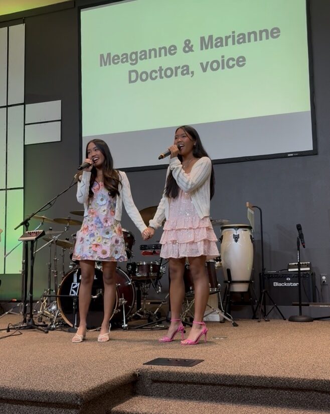 Meaganne and Marianne Doctora singing duet at Summer Recital.